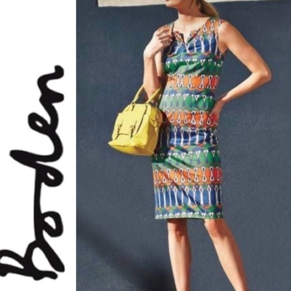 Boden Newburyport Cotton Sateen Sheath Dress size 12L Spring Lined EUC - Picture 2 of 8